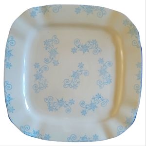 1 Temp-tations Presentable By Tara Ovenware Floral Lace Blue Sq Dinner Plate QVC